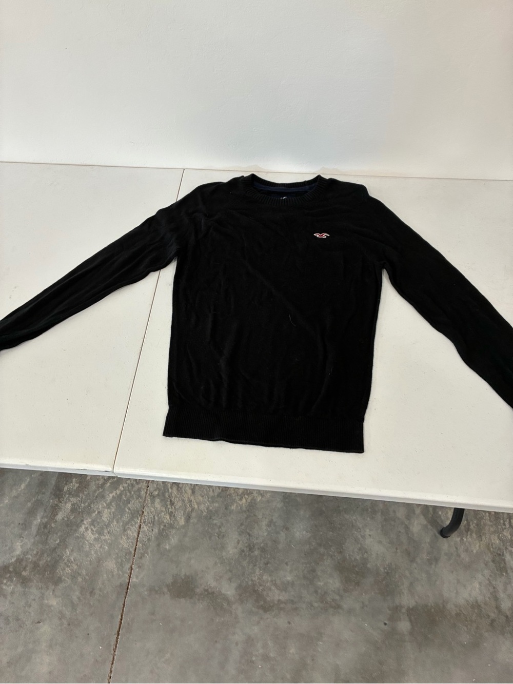 Hollister Black Thin Crewneck Sweater with Small Logo